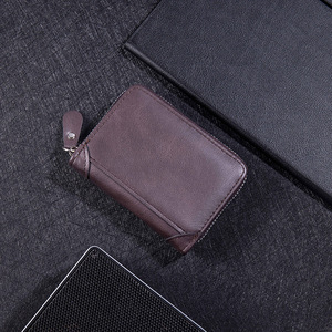Men's Mini Zip <b>Wallet</b> Solid Color Leather Coin Purse Card <b>Holder</b> Everyday Use JF02 - Product Image 2