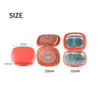 Boîte à poudre compacte avec fermeture auto-agrippante, miroir intégré, compartiment unique, compartiment double
