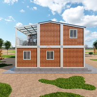 Maisons préfabriquées de haute qualité à l'épreuve des ouragans 2 chambres 2 salles de bain maisons préfabriquées à deux étages 3 en 1 avec toit en tuiles inclinées