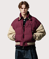 Veste bomber réversible imperméable décontractée pour homme en noir sur mesure OEM, à simple boutonnage, avec lettres brodées, col montant, devant