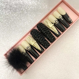 Luxe 10pcs Ballerine Réutilisable/Long Cercueil Acrylique À La Main Presse-Sur Ongles <span class=keywords><strong>avec</strong></span> <span class=keywords><strong>Diamant</strong></span> En Gros Cercueil Conception pour Les Doigts - Product Image 5