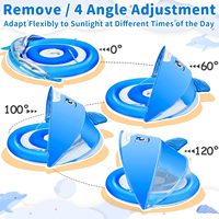 Siège de sécurité réglable à double chambre d'air et pare-soleil à 4 niveaux, flotteur de piscine pour bébé avec auvent, protection solaire UPF 50+, design dauphin