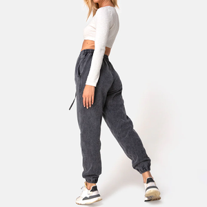 Pantalones Jogger Anchos de Algodón con Efecto Ácido, Cintura Elástica, Tiro Medio, Transpirables, Holgados y de Talla Grande para Mujer - Venta al por Mayor - Product Image 2