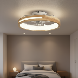 Ventilador de Techo LED de 20 Pulgadas, Diseño Moderno de Madera, Montaje Empotrado, para Dormitorio, 6 Velocidades, Silencioso, con Regulador de Intensidad - Product Image 2