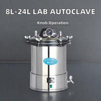 Autoclave de laboratoire portable en acier inoxydable 18L/24L avec double manomètre, stérilisateur à vapeur, affichage LED et fonction minuterie