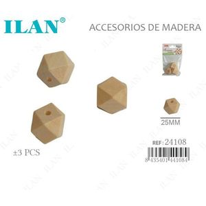 Perline Ottagonali in Legno Ilan 25mm per Creazione di Abbigliamento - Product Image 1