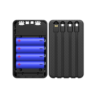 Boîtier de batterie externe 22,5 W 4*18650 avec charge rapide, boîte de rangement, 4 câbles en 1, double USB Type C Micro USB, kit de soudure rapide sans soudure