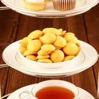 Kue Kering Asia Bentuk Bulat, Kue Teh Sore, Dikemas dalam Karton, Kue Telur Bulat