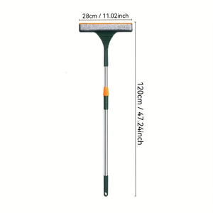 Balai de nettoyage télescopique pour vitres en hauteur avec raclette en acier inoxydable et silicone pour le nettoyage des fenêtres - Product Image 2