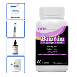 Capsules de biotine OEM avec collagène, kératine, vitamine C, solutions d'emballage personnalisées en usine, conception d'étiquettes, support de marque - Product Image 1