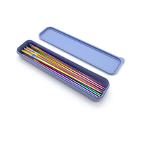 Baguettes multicolores en acier inoxydable 304 durable avec poignée en plastique Couverts plaqués or poli miroir