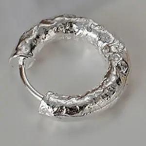 Women Jewelry Sterling Silver 925 Irregular Hammered Design Single Piece Geometric Round Gold Hoop Earrings For Women