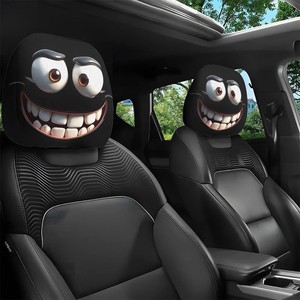 Housse de tête de lit de <span class=keywords><strong>voiture</strong></span> universelle en polyester imprimé crâne noir, style simple et amusant, ajustement standard, pour le commerce transfrontalier (lot de deux) - Product Image 2
