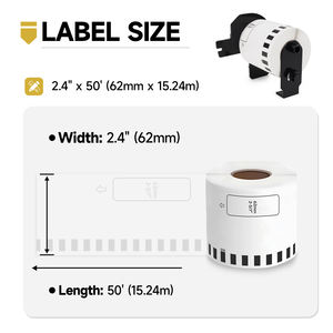 Rouleau d'étiquettes continu jaunes compatibles 62MM x 15.24M DK-22606 DK2606 pour imprimante brother QL - Product Image 6