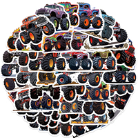 50 autocollants de dessin animé Monster Truck DIY, autocollants imperméables en PVC pour décorer ordinateur portable, guitare, bagages, pour adolescents et adultes, autocollants en vinyle