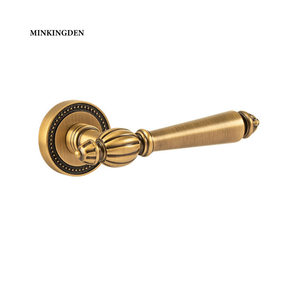 <strong>French</strong> Brushed Bronze Patina Process FBS Solid Brass Door Handle Vintage Door Handle Set with Dummy <strong>Lock</strong> for Double Doors OEM - Product Image 1