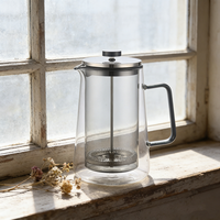 Cafetière à piston en verre borosilicate transparent écologique, ensemble de filtres pour usage domestique, type presse à thé aux bulles