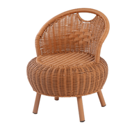 Fauteuil rond en rotin PP tressé à la main avec dossier, petit fauteuil en osier pour enfants, idéal pour chambre d'enfant, patio, salon