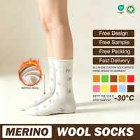 Chaussettes en laine pour femme, printemps-automne, anti-bactériennes, jacquard, avec nœud, blanches, post-partum, sans coutures, mi-mollet