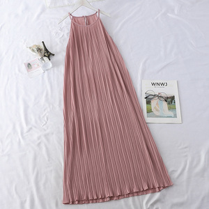 Elegante Vestido Largo de Verano para Mujer con Cuello Halter sin Mangas, Estilo <span class=keywords><strong>Princesa</strong></span>, Espalda Descubierta, Plisado, Novedad de Temporada, Falda Larga de Moda para Fiestas - Product Image 3