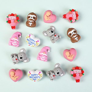 Cuentas de Silicona PVC Planas 3D con Forma de Corazón y Rosa para el Día de la Madre, Cuentas Sueltas para Manualidades con Bolígrafos - Product Image 3
