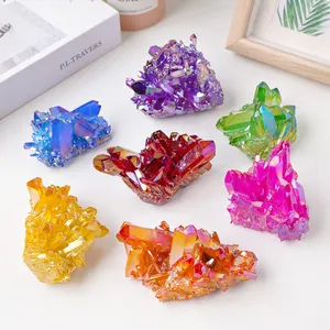 Wholesale natural crystal electroplated crystal clusters in various colors for holiday decorations and gifts