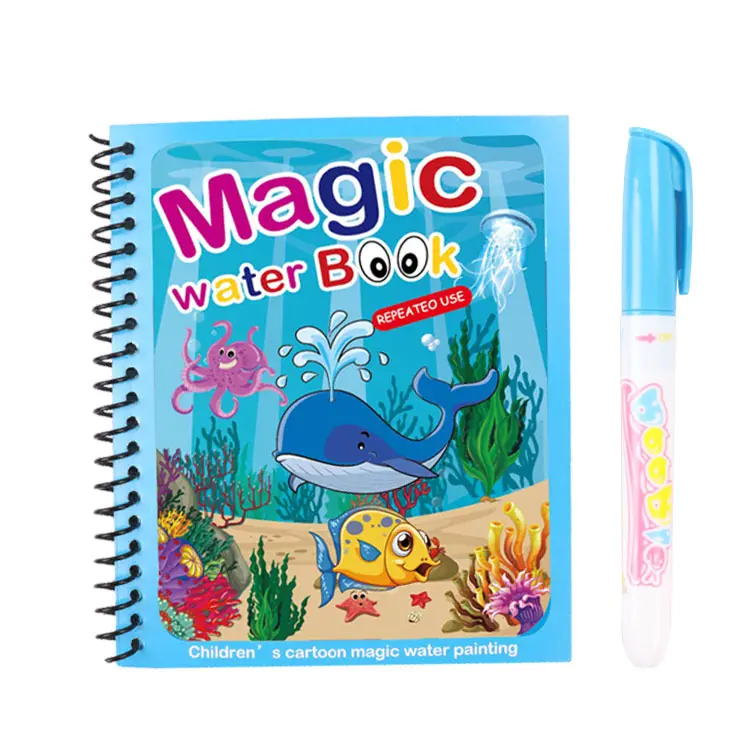 Kids Clean Water Painting Reveal Coloring Notebook Magic Water Drawing Book