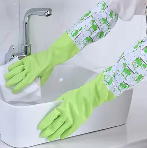 厂家直销家用厨房洗盘清洗手套防水长袖橡胶乳胶手套