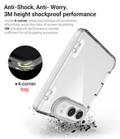 Coque de téléphone TPU+PC transparente à bords surélevés pour iPhone Duo, anti-jaunissement, avec protection pliable