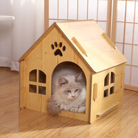 Maison pour chat PAIPET Castle, villa en bois pour chat avec pièce fermée et balcon ouvert, mobilier confortable pour chat avec coussin, vente en gros personnalisée