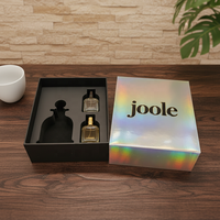 Boîte cadeau rigide holographique argentée de luxe, forme personnalisable, recyclable, revêtement UV, estampage à chaud, emballage pour flacon de parfum, cosmétiques