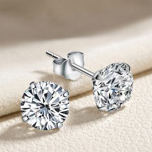 F136 <b>Titanium</b> Zircon <b>Stud</b> Earrings with Butterfly Clasp Hypoallergenic Unisex Gold Rose Gold Vibrant Colors & Black Plating - Product Image 1