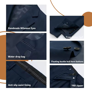 Bộ vest nam cao cấp may đo Mtm, chất liệu vải bố nửa thân, cổ chữ V, chất liệu len 90%, dành cho doanh nhân. - Product Image 6