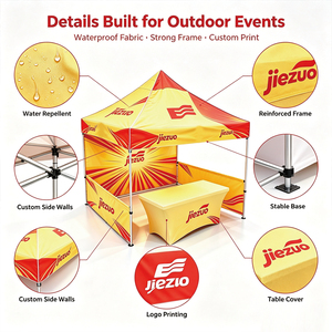 Tente publicitaire pliable en aluminium avec cadre en aluminium et tissu Oxford imperméable, impression numérique, sur mesure OEM ODM, 10x10 pieds - Product Image 2