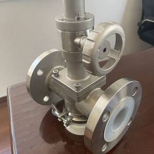 Válvula de muestreo manual con aguja forrada con PFA de grado estéril, canal totalmente cubierto, extremos de brida para esterilización por vapor, biofarmacéutica - Product Image 1