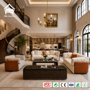 Set di Divani in Bouclé Crema Stile <span class=keywords><strong>Moderno</strong></span> Minimalista Italiano, Divano Modulare in Tessuto Trapuntato per Salotti di Lusso e Penthouse - Product Image 4