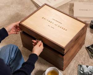 Scatola Personalizzata per Ricordi, Cofanetto in Legno con Coperchio a Cerniera, Riutilizzabile, per <span class=keywords><strong>5</strong></span>° Anniversario, Festa del Papà, Festa della Mamma - Product Image 6