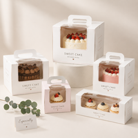 Boîtes à gâteaux rigides en carton recyclé avec fenêtre, qualité alimentaire, logo personnalisé, pour la vente en gros aux boulangeries