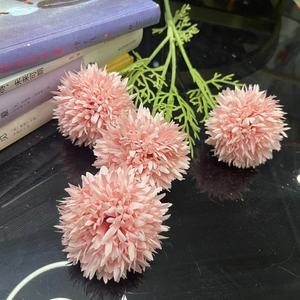 <span class=keywords><strong>Fleur</strong></span> <span class=keywords><strong>Pompon</strong></span> en Soie 4 têtes Blanc <span class=keywords><strong>jaune</strong></span> Boule de Chrysanthème Artificiel Fleurs - Product Image 4