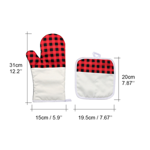 Maniques de cuisine personnalisées en sublimation, motif écossais <span class=keywords><strong>rouge</strong></span> buffle, pour cadeaux de Noël - Product Image 4