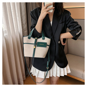 Borsa a secchiello retrò in PU da donna, popolare in Europa, America, Giappone, Corea del Sud, nuova moda 2026, a contrasto, a tracolla, grande - Product Image 2