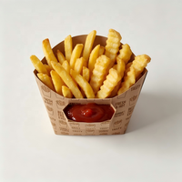 Boîte à frites en forme de cône avec insert pour coupelle de sauce |   Emballage alimentaire jetable en papier kraft personnalisé avec logo