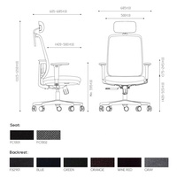 Chaise de bureau ergonomique de luxe moderne Coussin de siège confortable Appui-tête Fauteuil de direction en maille