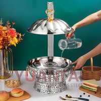 Plat de service rond en acier inoxydable doré/argenté 8L pour réchauffer les aliments pour hôtel, restaurant, traiteur, mariage, banquet