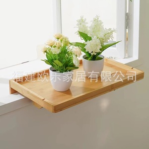Étagère de rangement de chevet, support de projecteur sans perçage pour petit appartement, table flottante de chevet en bois massif à lattes, rangement de chevet - Product Image 3