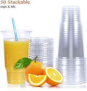 Gobelets en plastique jetables écologiques pour thé au lait perlé, OEM/ODM d'usine, 8oz-32oz, avec couvercles, impression de logo personnalisé 6 couleurs, recyclables, sans BPA - Product Image 4