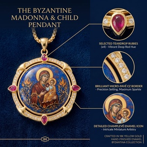 Pendentif religieux en laiton non brûlé, Vierge Marie, amulette de protection pour la <span class=keywords><strong>maison</strong></span>, peint à la main, cadeau de protection pour pompier, chaîne Figaro - Product Image 2