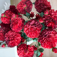 Susunan Bunga Dahlia Buatan Realistis Warna Merah Tua dari Sutra, Gaya Bohemian, Ringan, Tahan Air, Dekorasi Rumah, Pernikahan