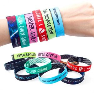 Custom High Quality Fabric Logo Sport <b>Bracelet</b> Woven Elastic Event Propaganda Wristband - Product Image 1