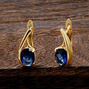 Vintage Blue Oval <b>Ear</b> <b>Cuff</b> <b>Earrings</b> for Women Simple Daily Wear <b>Ear</b> Accessories - Product Image 4